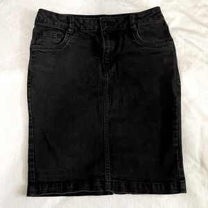 Denim black midi Skirt
